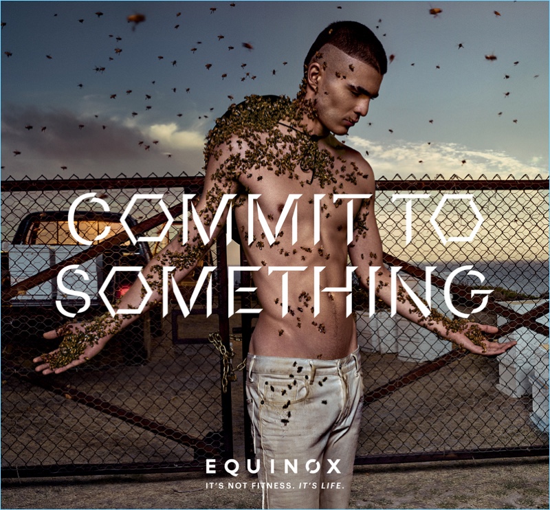 Diego Villarreal is covered in bees for Equinox's 2017 campaign
