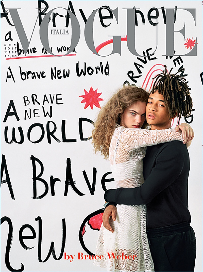 Estella Boersma and Jaden Smith cover the January 2017 issue of Vogue Italia.