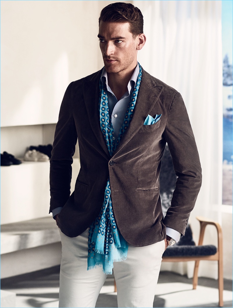 Dreaming up a sophisticated summer day, Eton puts forth a smart twill shirt, patterned scarf, and pocket square. » Enjoy a Swedish Summer with Eton's Chic Offering Dreaming up a sophisticated summer day, Eton puts forth a smart twill shirt, patterned scarf, and pocket square.