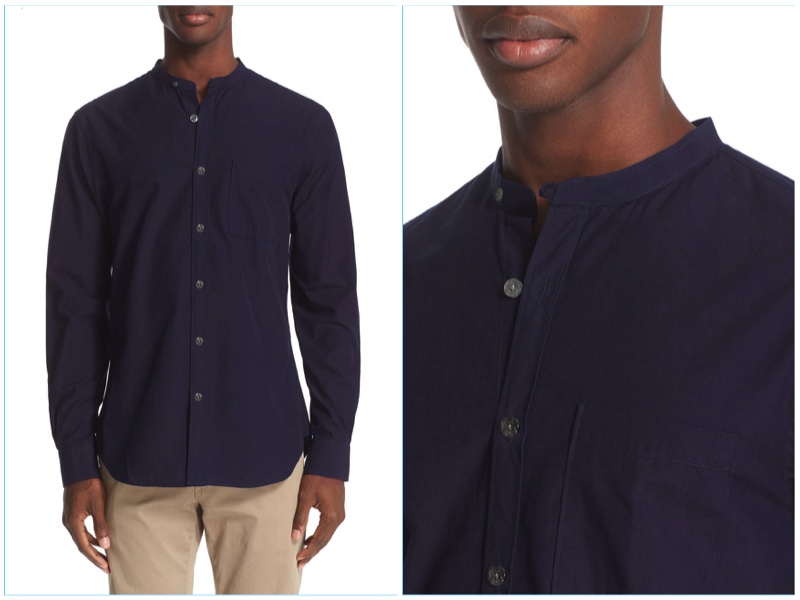 Update your wardrobe with an essential band collar shirt from Todd Snyder.