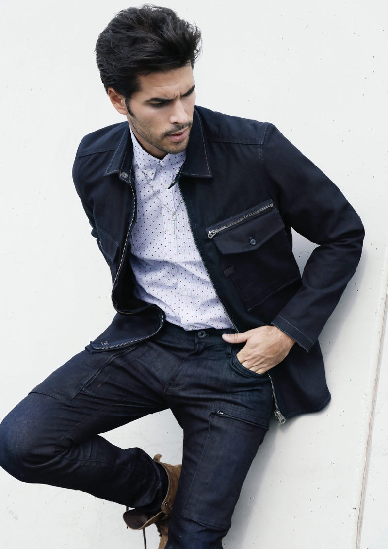 Raul wears shirt Macson, jacket and jeans G-Star Raw.