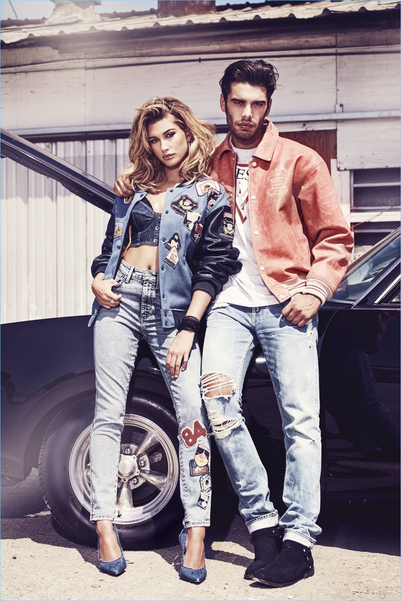 Hailey Baldwin and Stefano Sala star in GUESS Jeans' spring-summer 2017 campaign.