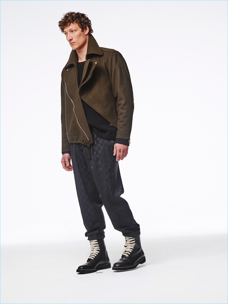 An asymmetrical fit is an easy update for a short jacket by Herman.