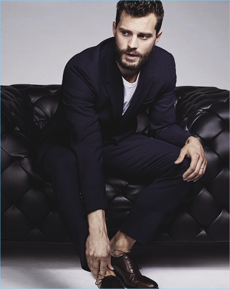 Actor Jamie Dornan dons a Neil Barrett suit for the pages of GQ Australia.