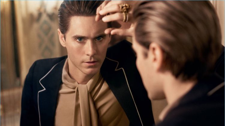 Jared Leto stars in the fragrance campaign for Gucci Guilty Absolute.