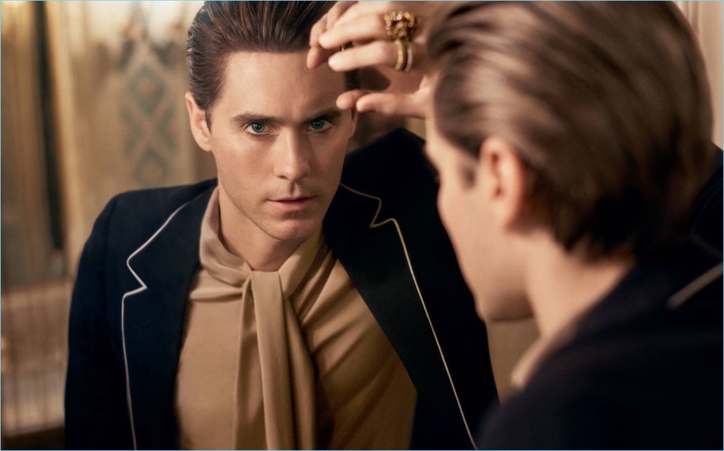 Jared Leto stars in the fragrance campaign for Gucci Guilty Absolute.