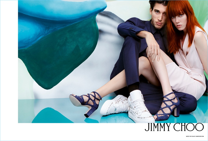 Models Kiki Willems and Lou Gaillot star in Jimmy Choo's spring-summer 2017 campaign.