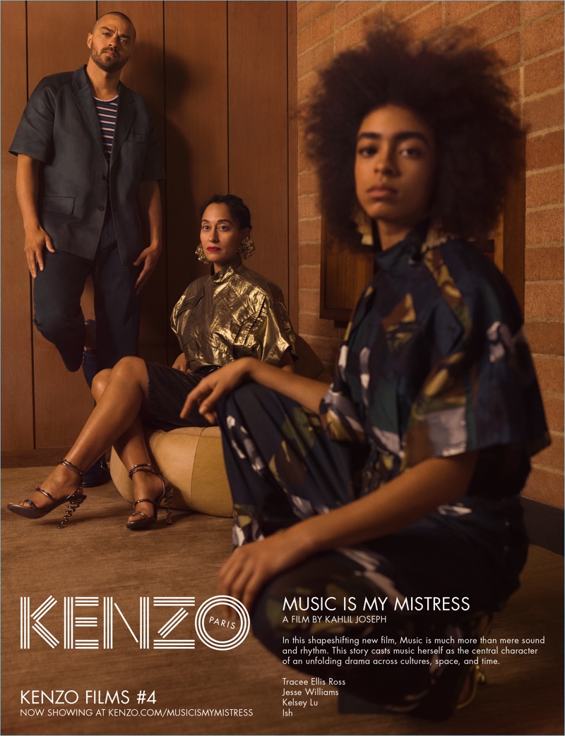 Kenzo enlists Jesse Williams, Kelsey Lu, and Tracee Ellis Ross to star in its spring-summer 2017 campaign.