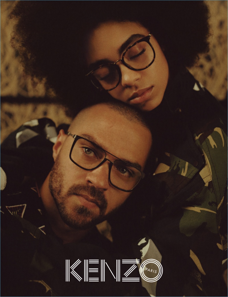 Jesse Williams and Kelsey Lu front Kenzo's spring-summer 2017 eyewear campaign.