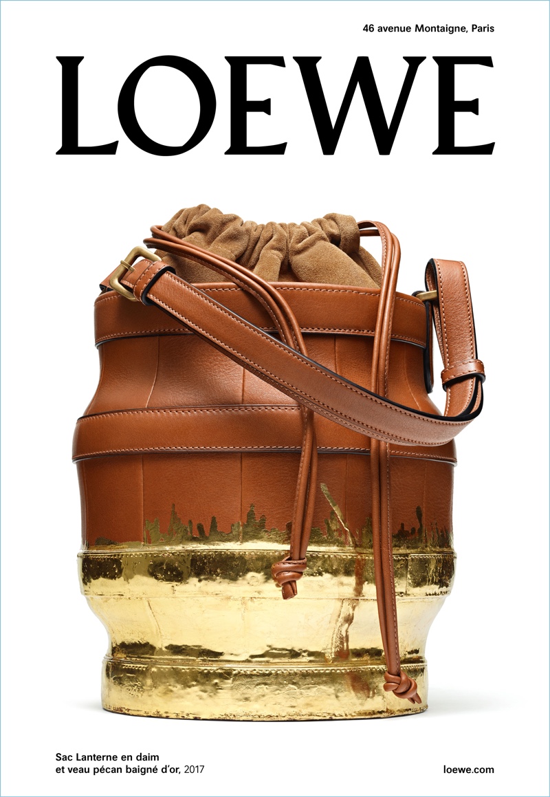 Loewe's fall-winter 2017 campaign highlights its bucket-shaped Lantern bag.