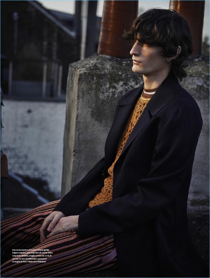 Serge Leblon photographs Luca Lemaire in spring clothes by Ermenegildo Zegna Couture and Neil Barrett.