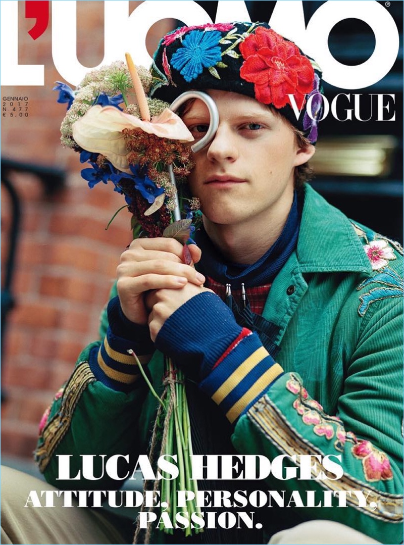 Lucas Hedges covers the January 2017 issue of L'Uomo Vogue.