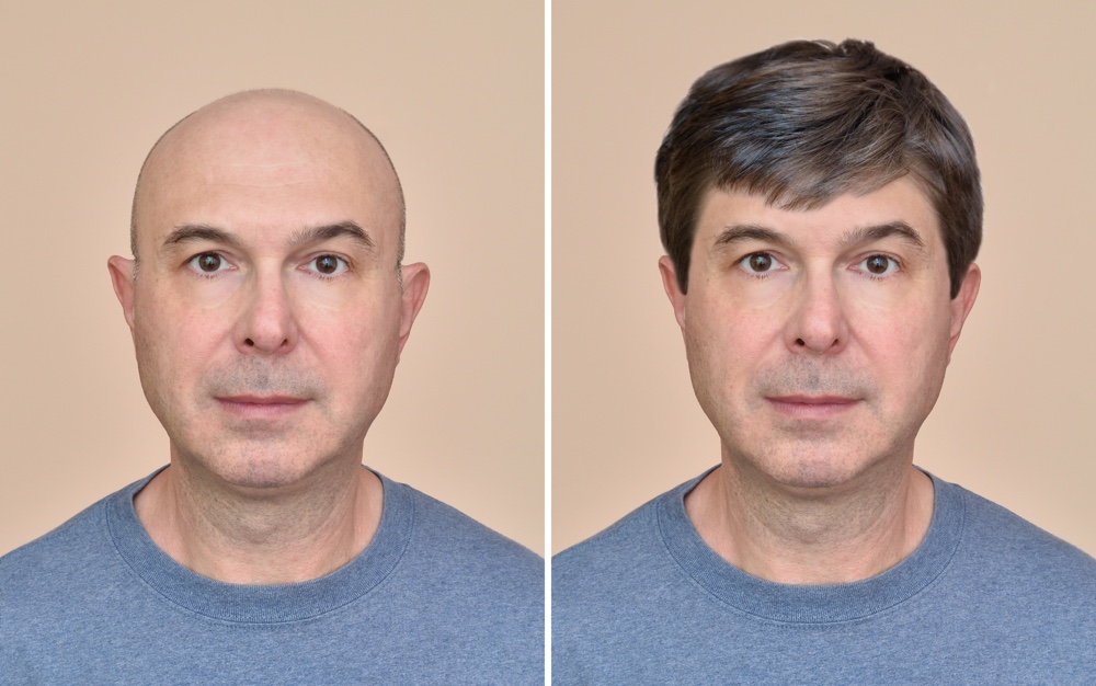 Man Bald Before After Wig