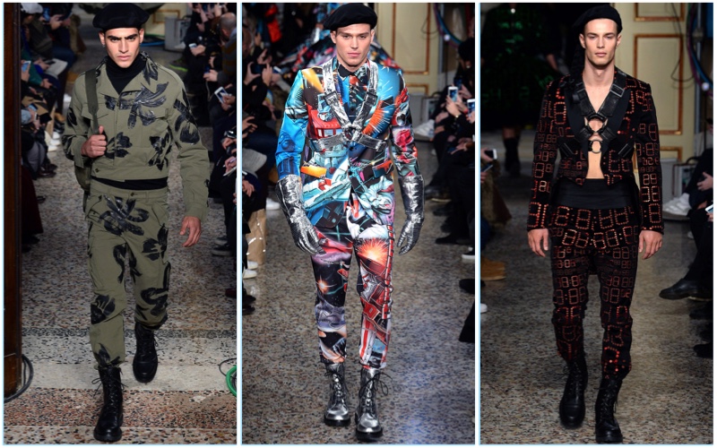 Moschino presents its fall-winter 2017 men's collection during Milan Fashion Week. » Moschino Does Combat Style for Fall '17 Collection Moschino presents its fall-winter 2017 men's collection during Milan Fashion Week.