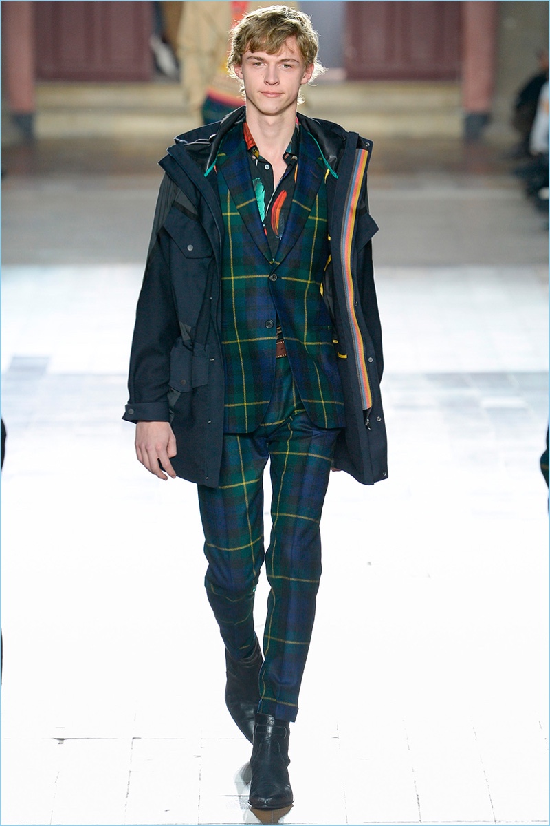 Tartan suiting is front and center for Paul Smith's fall-winter 2017 men's collection.