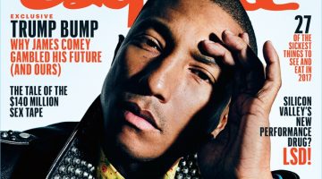 Pharrell Covers Esquire, Talks Music & Hillary Clinton Pharrell rocks a Gucci leather biker jacket for the February 2017 cover of Esquire.
