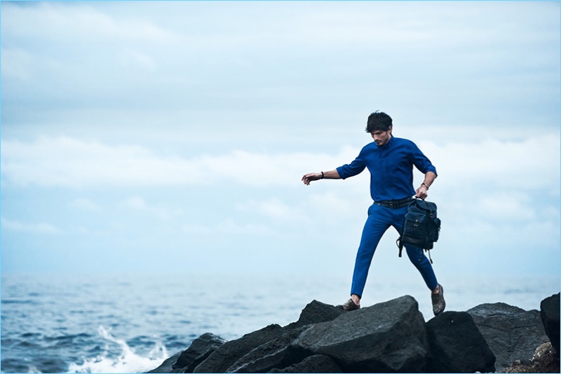 Model Andres Velencoso takes to Sicily for Salvatore Ferragamo's spring-summer 2017 campaign.