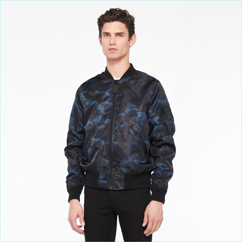 Sandro Men's Camouflage Bomber Jacket