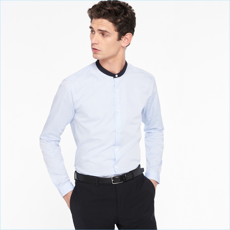 Sandro Men's Mandarin Collar Shirt