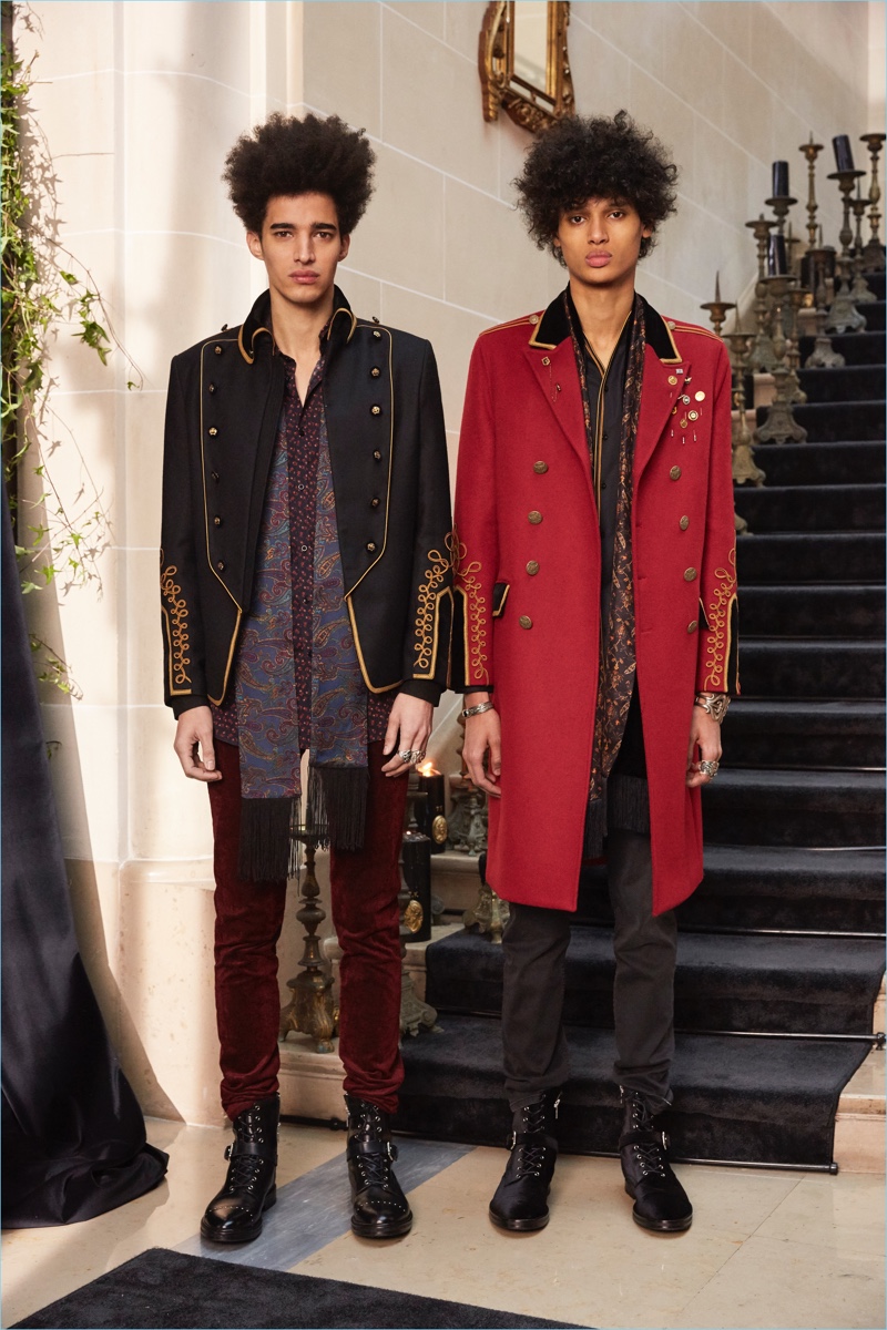The Kooples tap into 1970s style with regal military-inspired tailoring.