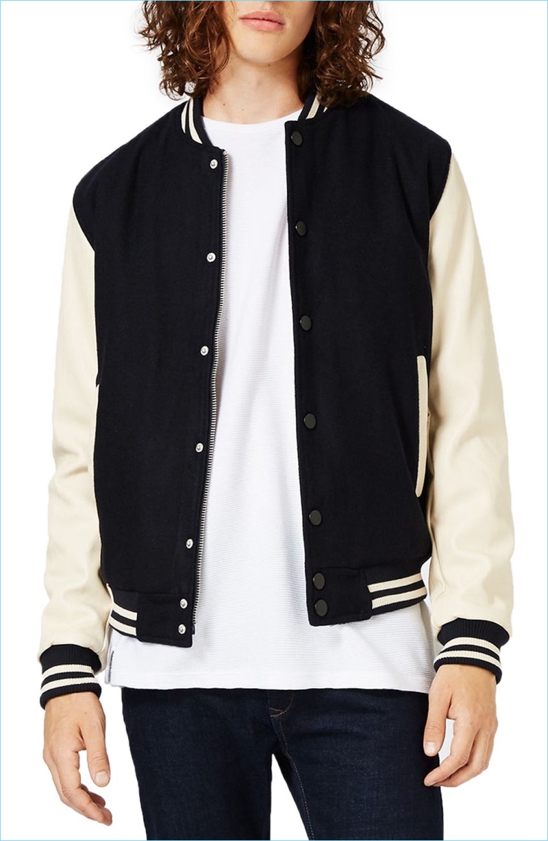 Channel your inner jock in Topman's varsity bomber jacket.