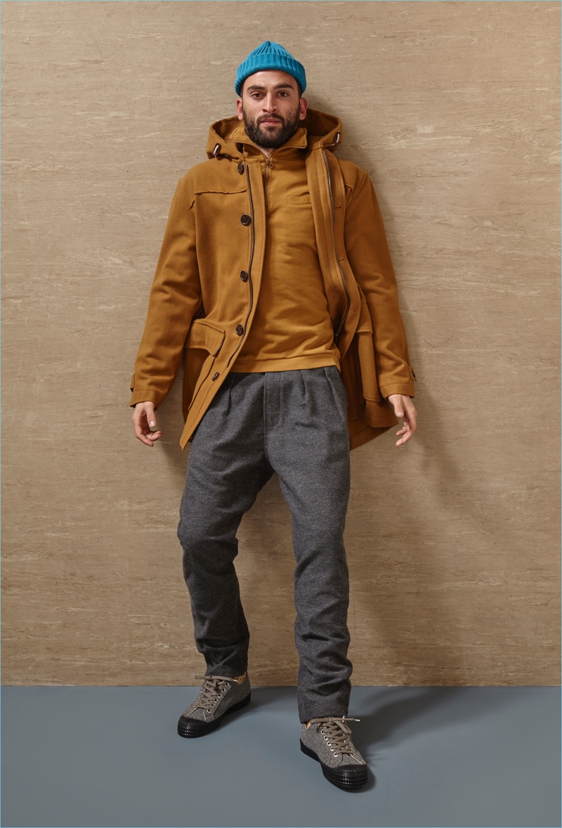 Pleasant camel hues come together for separates from Universal Works' fall-winter 2017 men's collection.