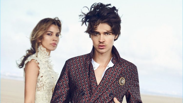 Will Peltz is dashing in a trim double-breasted suit as the face of Ermanno Scervino's spring-summer 2017 campaign.