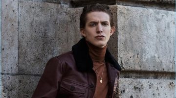 Xavier Buestel Models Sleek Fashions for Summerwinter Model Xavier Buestel wears a Kenzo leather jacket with a Berluti turtleneck. The top model also rocks jeans, a leather belt, and necklace by Paul Smith.