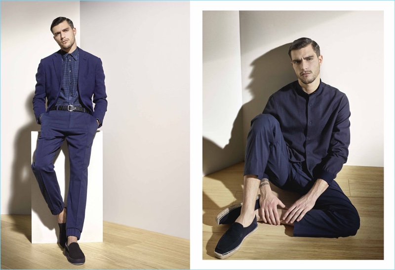 Armani Collezioni presents navy looks for its spring-summer 2017 men's lookbook.