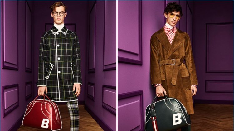 Model Kit Butler and Thibaud Charon model standout looks from Bally's fall-winter 2017 men's collection.
