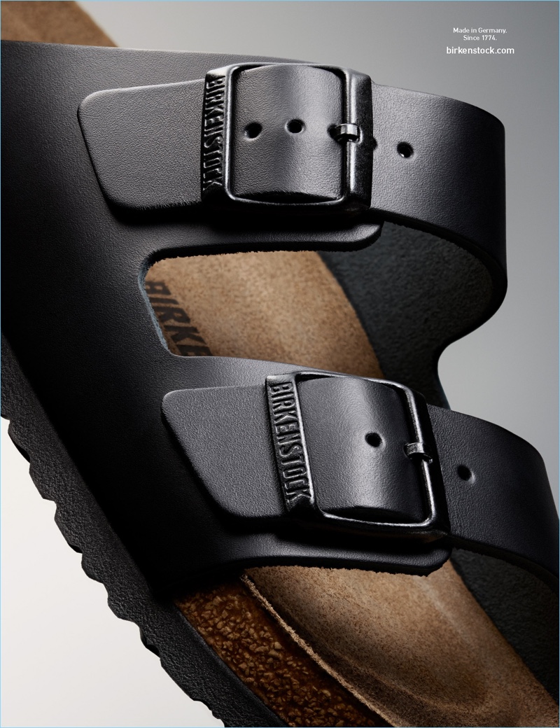 Birkenstock's black Arizona sandals appear in an advertisement for spring-summer 2017.