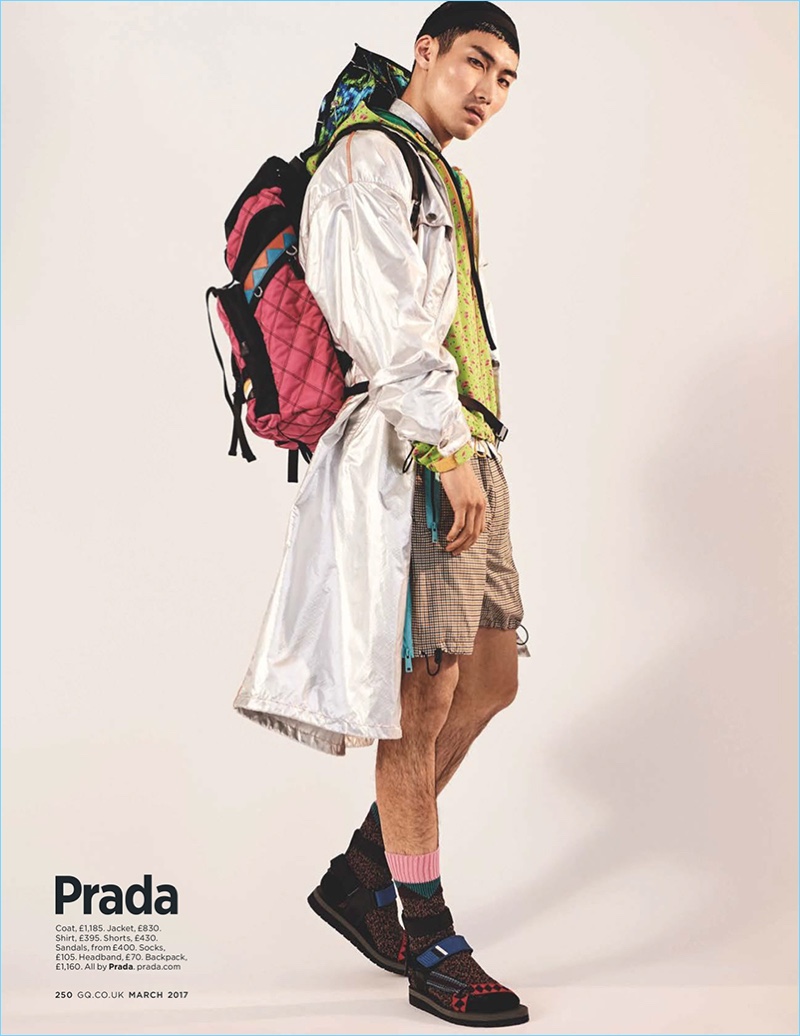 Do Byungwook is ready for a trip outdoors with a sporty look from Prada.