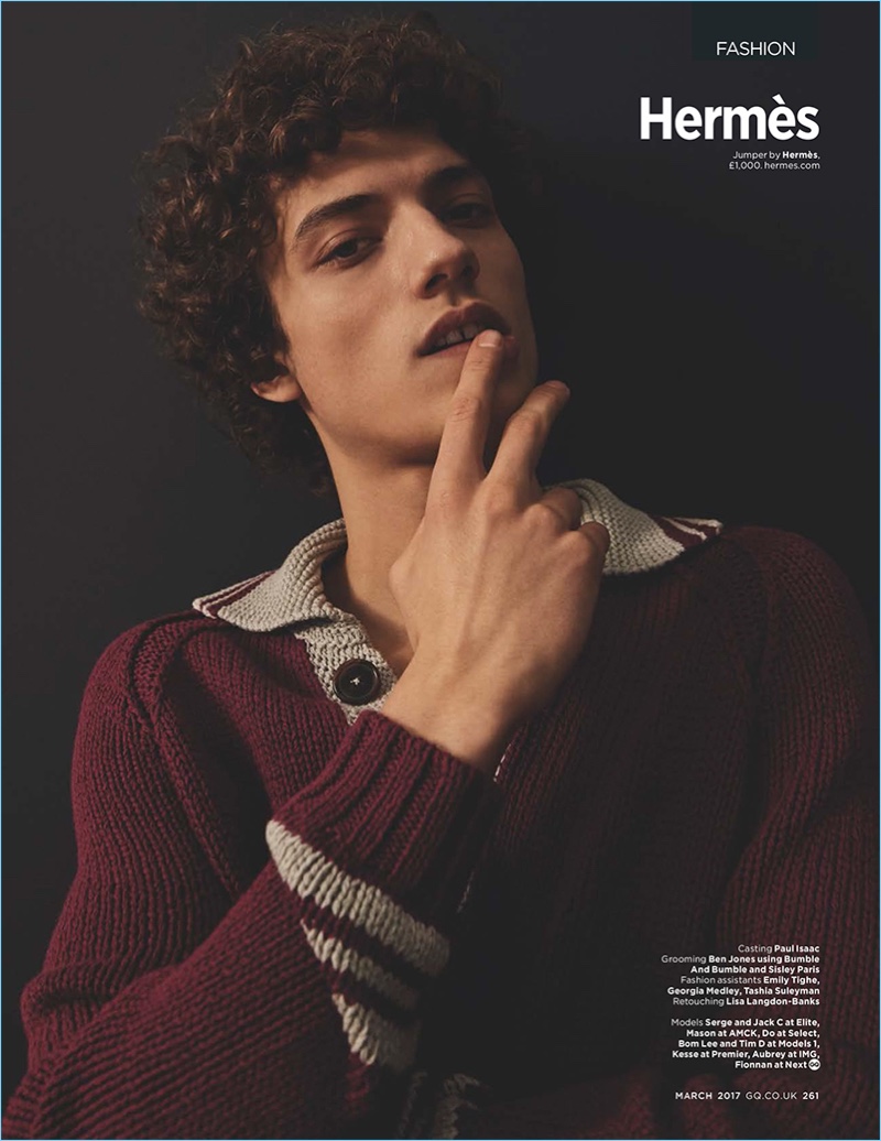 Serge Rigvava wears a sweater from Hermes for British GQ.