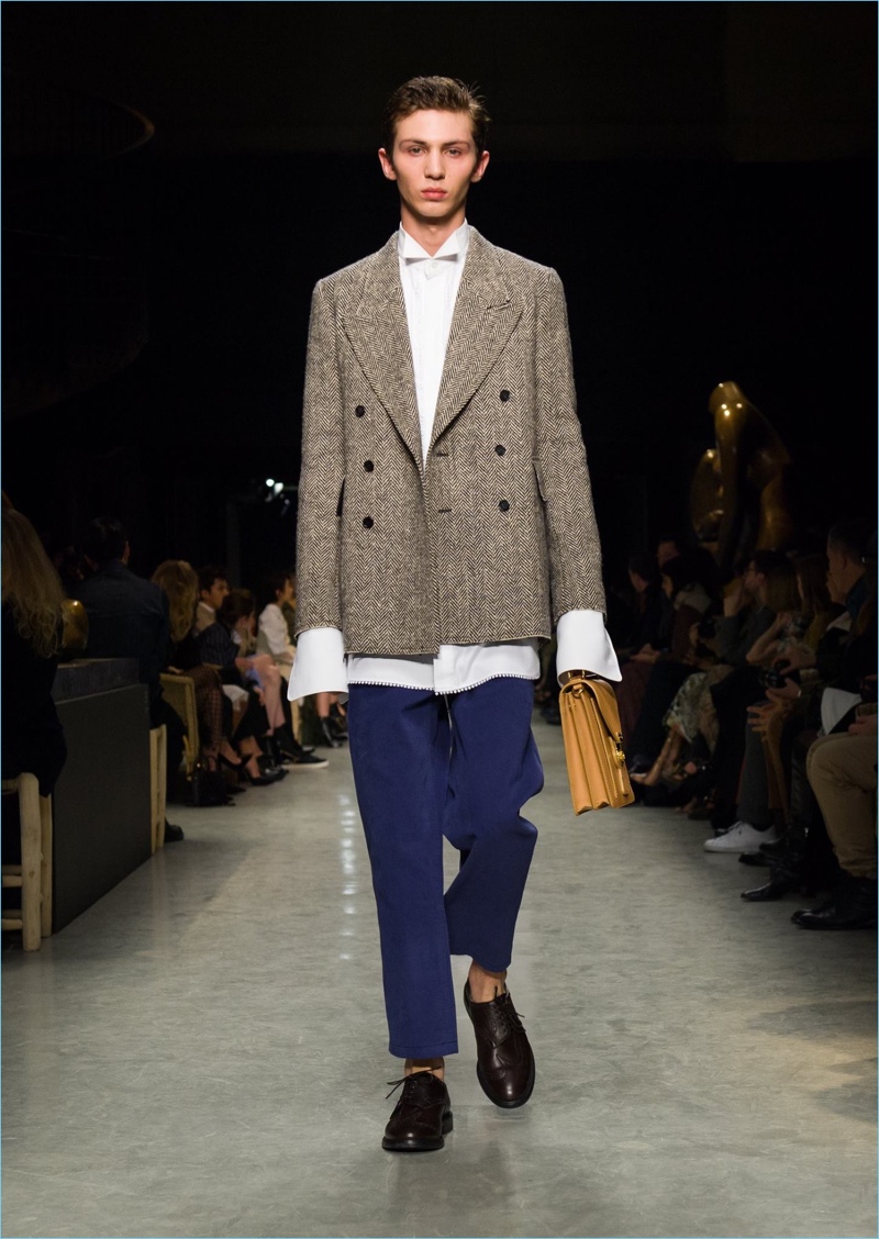 Burberry presents its latest men's collection during London Fashion Week.