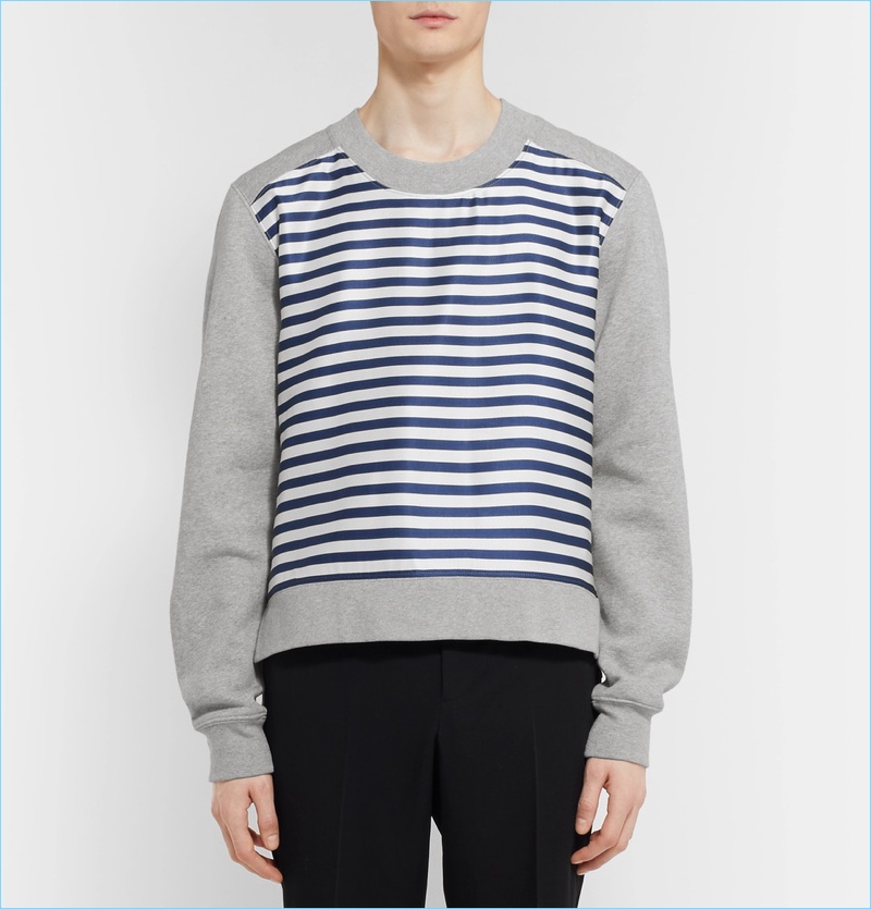 Burberry Men's Jersey Silk Striped Sweatshirt