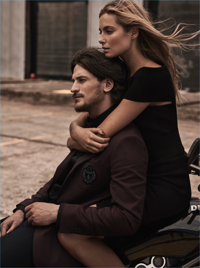 Models Jarrod Scott and Bridget Malcolm front Calibre's fall-winter 2017 campaign.