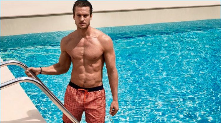 Taking to the pool, Jason Morgan stars in Calida's spring-summer 2017 campaign.