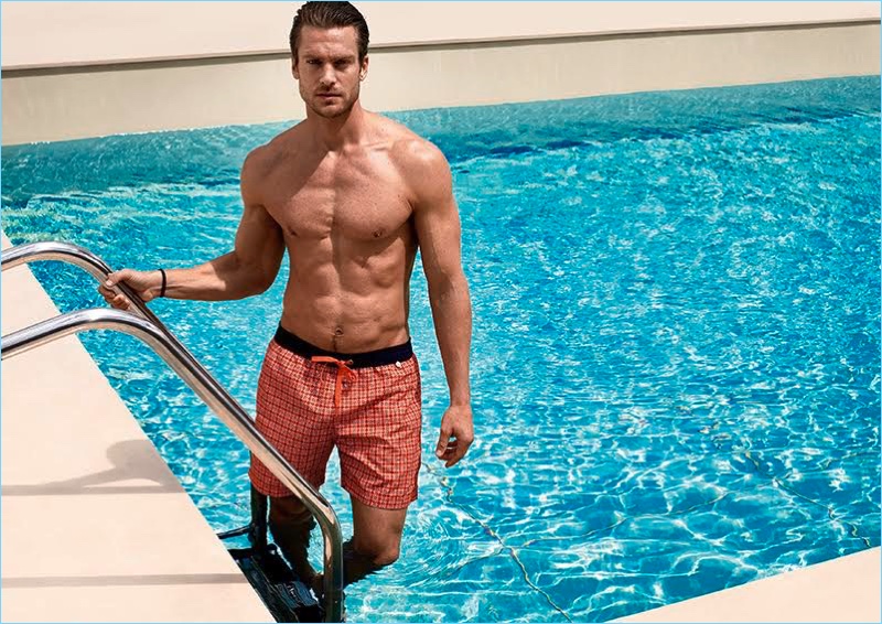 Taking to the pool, Jason Morgan stars in Calida's spring-summer 2017 campaign.