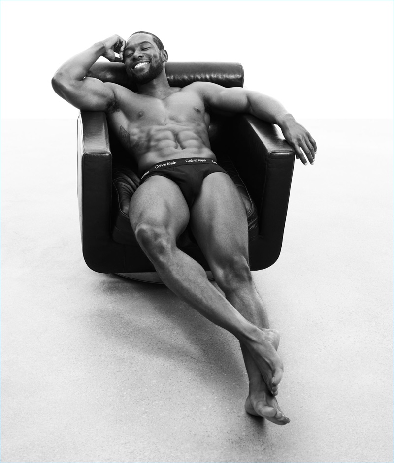 All smiles, Trevante Rhodes stars in Calvin Klein Underwear's spring-summer 2017 campaign.