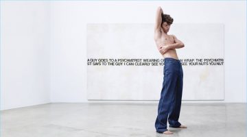 Posing against Richard Prince's Nuts, a denim-clad Fernando stars in Calvin Klein's American Classics campaign.