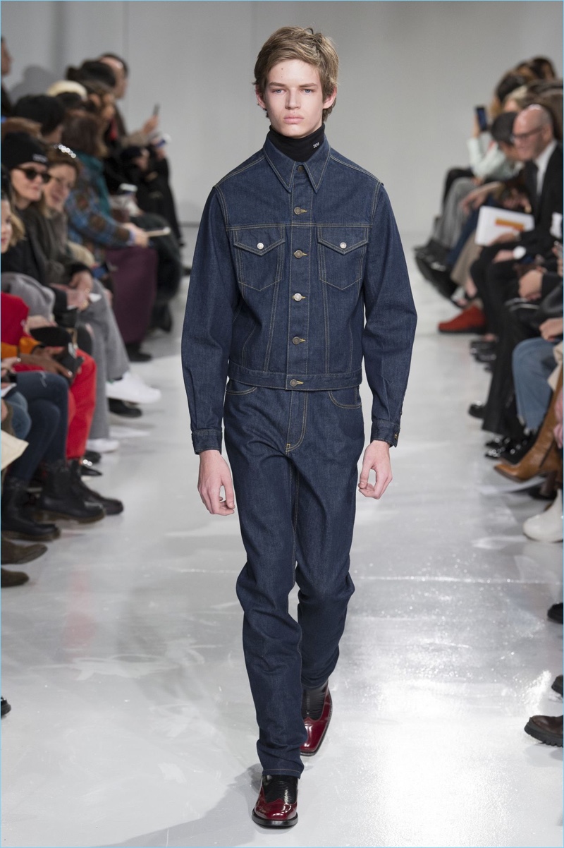 Tapping into Calvin Klein's core DNA, Raf Simons doubles down on denim for his fall-winter 2017 men's debut.