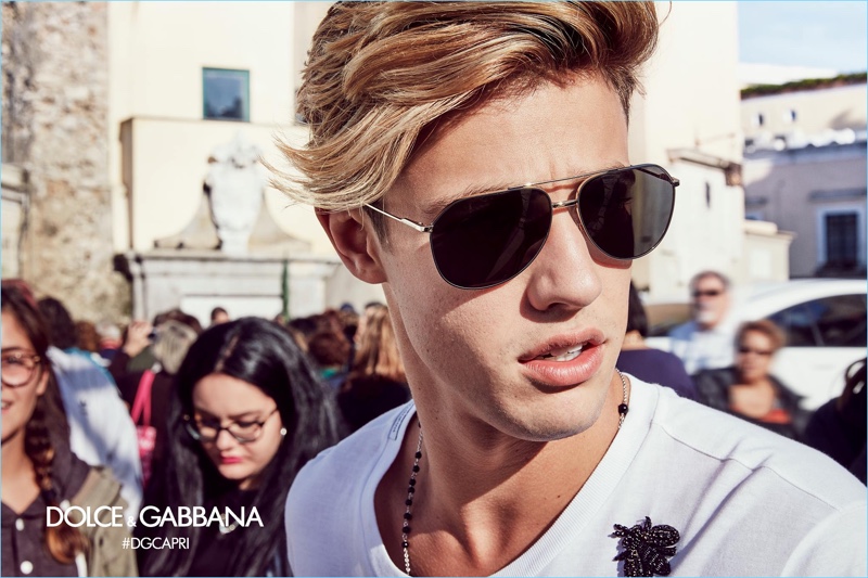 Cameron Dallas takes to the streets of Capri for Dolce & Gabbana's spring-summer 2017 eyewear campaign.