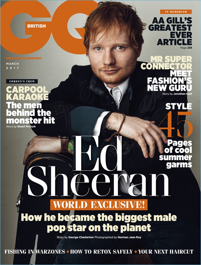 Ed Sheeran covers the March 2017 issue of British GQ.