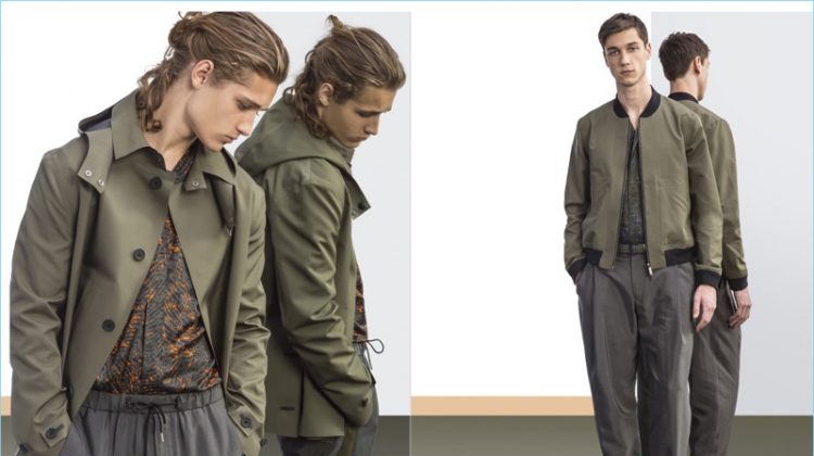 Khaki works well alongside grey for an urban friendly color palette from Emporio Armani.