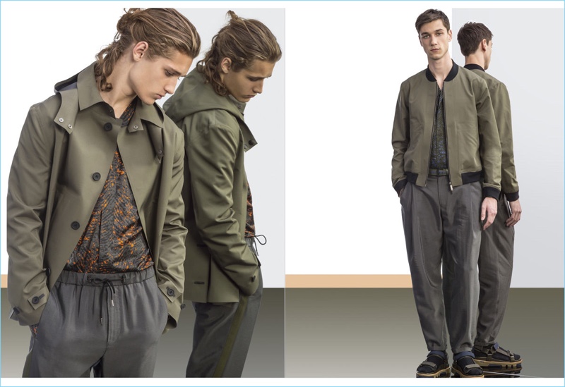 Khaki works well alongside grey for an urban friendly color palette from Emporio Armani.