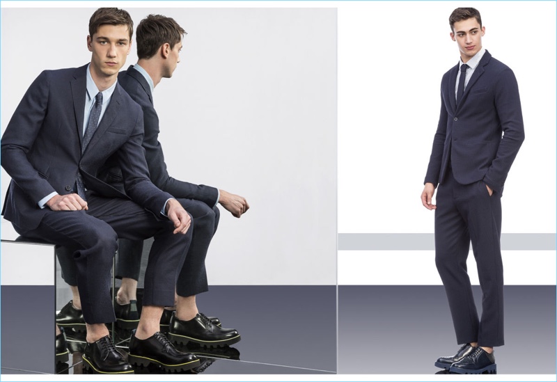 Navy suiting is front and center for Emporio Armani's spring-summer 2017 collection. » Emporio Armani Embraces a Metropolitan Flair for Spring '17 Collection Navy suiting is front and center for Emporio Armani's spring-summer 2017 collection.