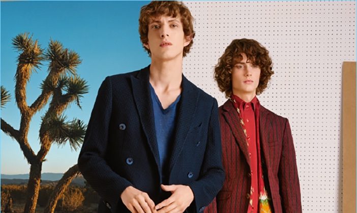 Xavier Buestel and Ilja van Vuuren sport Ikat prints for Etro's spring-summer 2017 campaign.