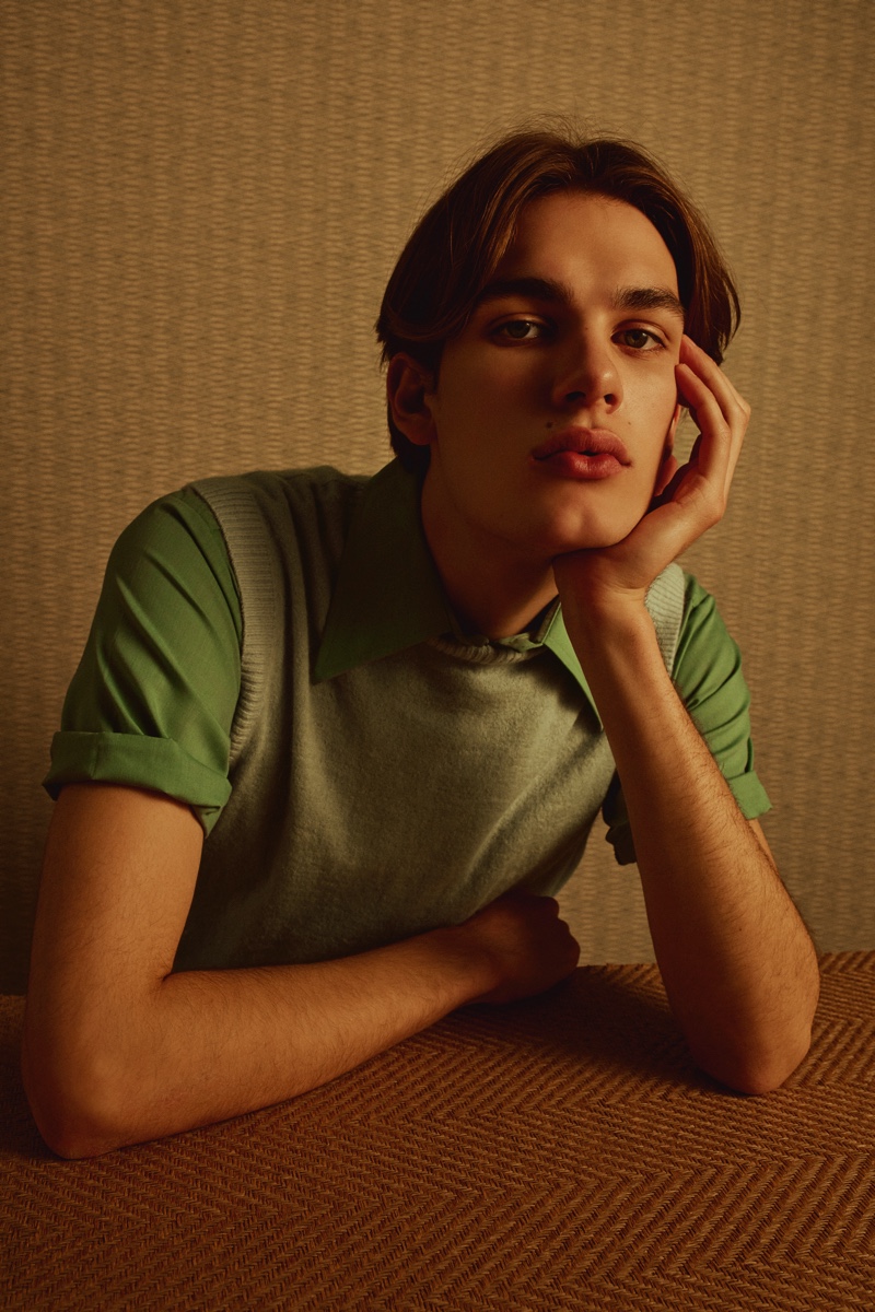 Frederik wears sweater vest COS and vintage shirt stylist's own.