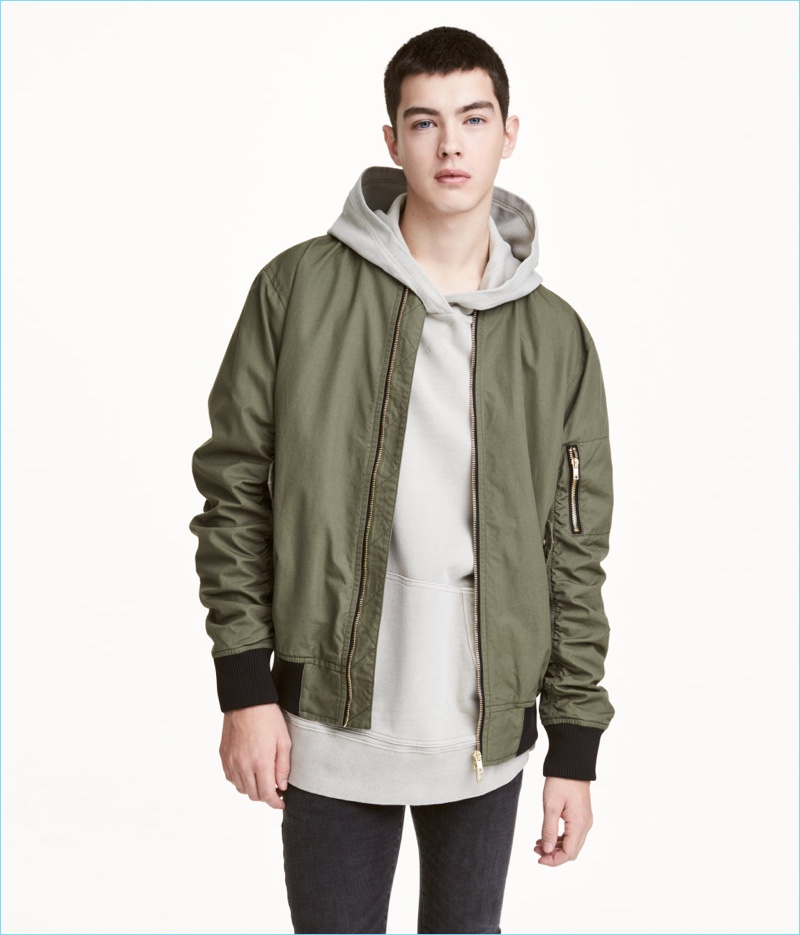Layer up with a hoodie and H&M Divided's bomber jacket in khaki green.