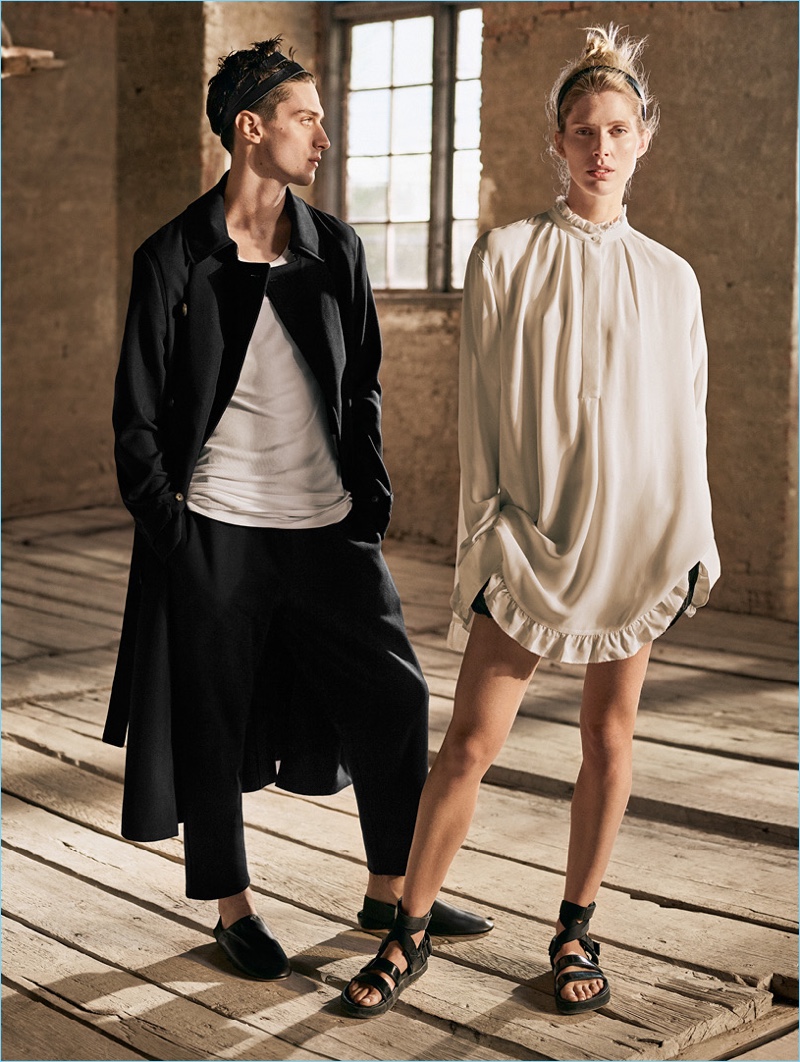 Models Matthew Bell and Iselin Steiro star in H&M Studio's spring-summer 2017 campaign.